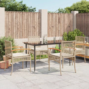 Set da Pranzo da Giardino 5 pz con Cuscini Beige in Polyrattan 3213626