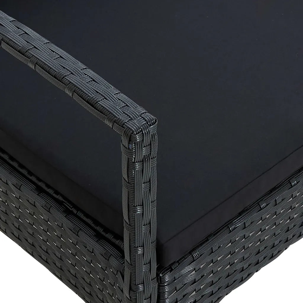 Sedia da Giardino | Sedie da Esterno con Cuscino in Polyrattan Nero