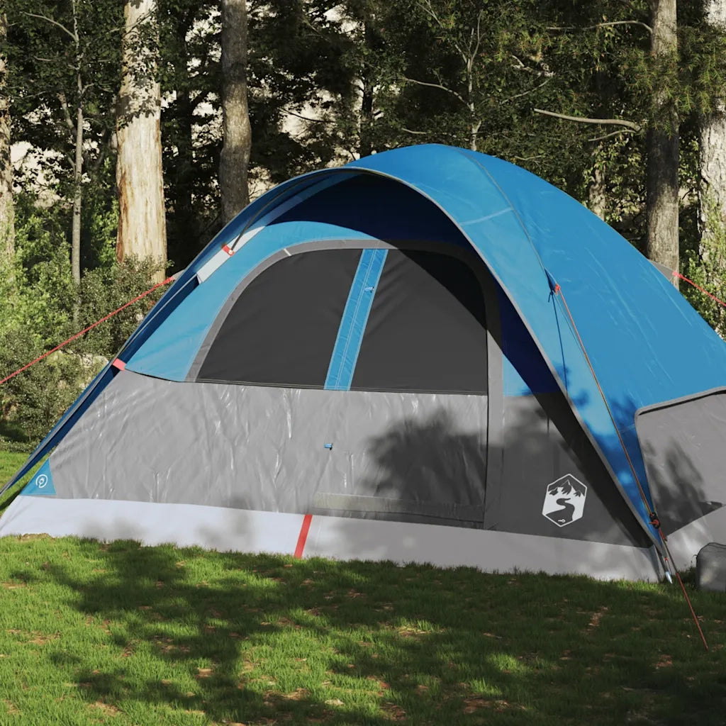 Tenda da Campeggio | Tenda Familiare a Cupola per 4 Persone Blu Impermeabile