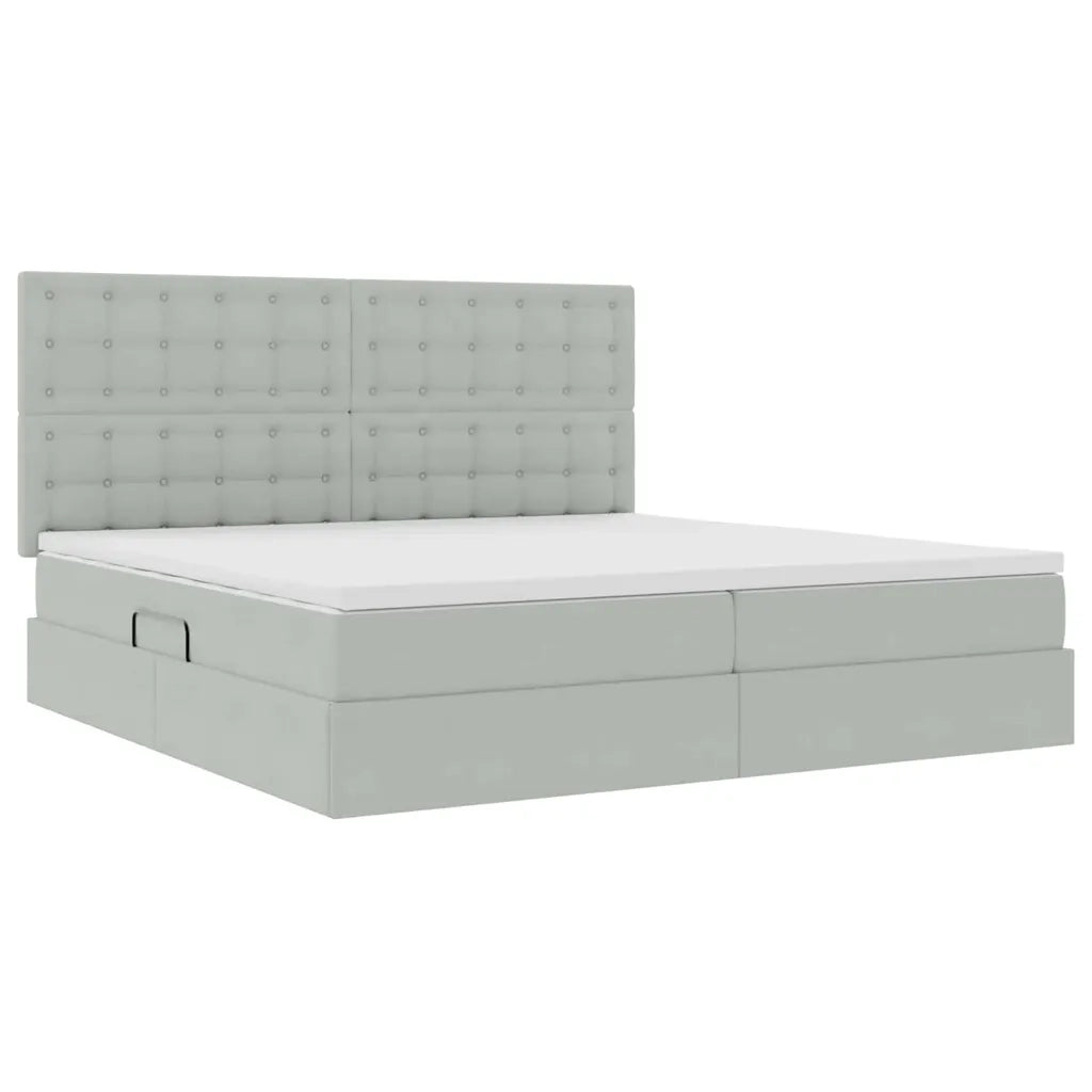 Letto con contenitore e materasso Grigio chiaro 200 x 200 cm 3372171