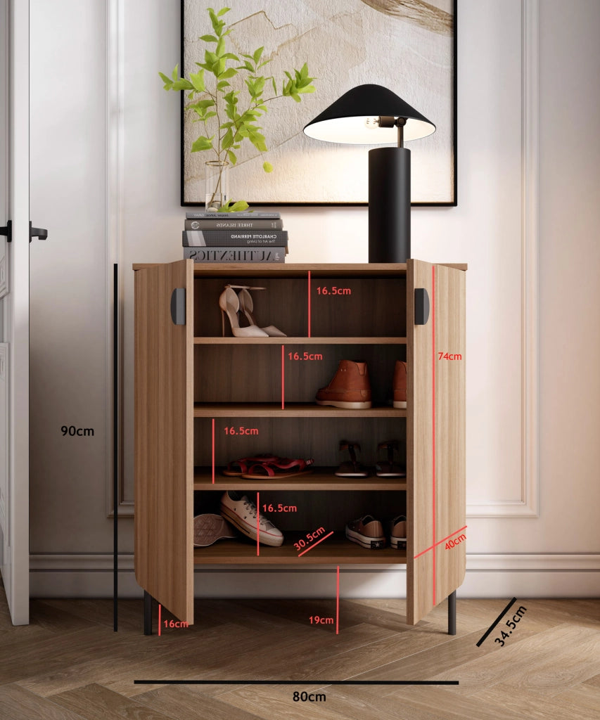 Mobile portascarpe Herdasa effetto noce 90×80×34?cm