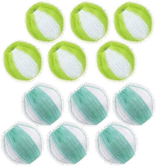 Rimozione pelo per animali domestici - 12 pezzi - Rimozione pelo riciclabile - Palle per pulire - Nylon/Polypropilene - Facile da usare - Palle per pelo