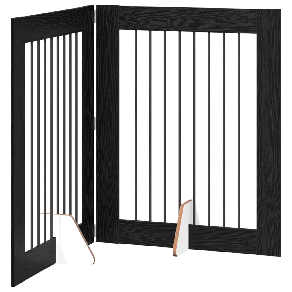 Cancello per cani con supporti 2 pz Rovere Nero 80 x 100 cm CFW4285285