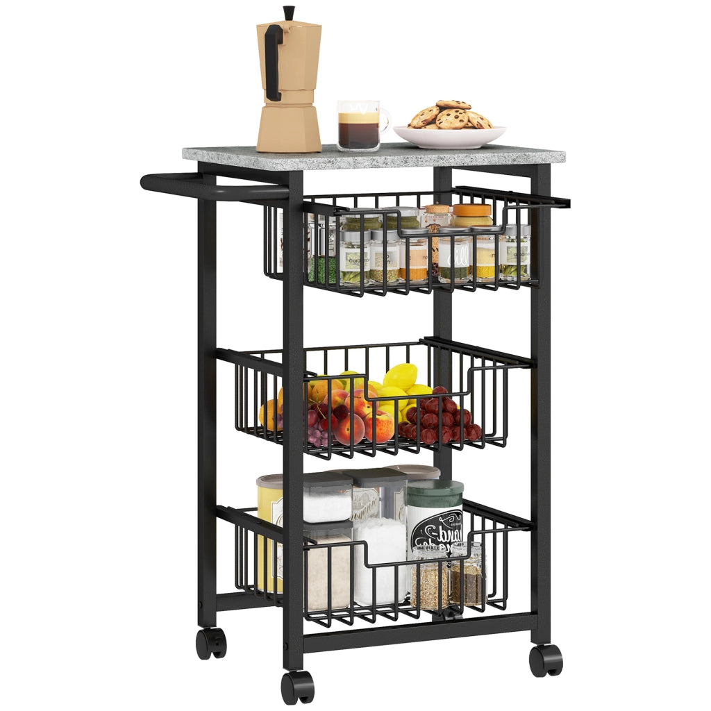 Carrello da cucina 3 livelli ¨C Minimal ¨C acciaio, ruote