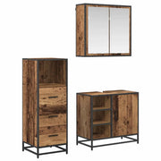 Set di mobili per il bagno con cassetto 3 pcs Legno vecchio