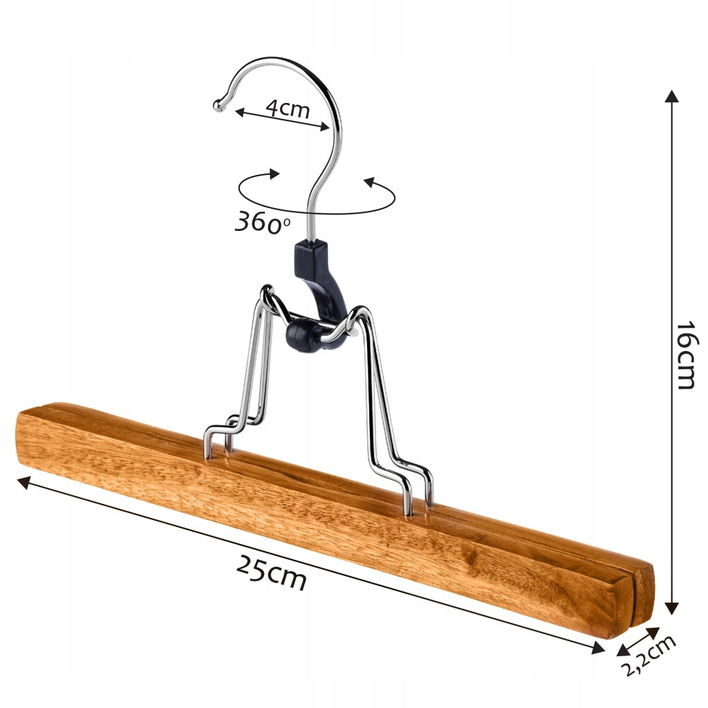 Gruccia doppia in legno KADAX per pantaloni, ideale per armadi a soppalco, robusta e resistente.