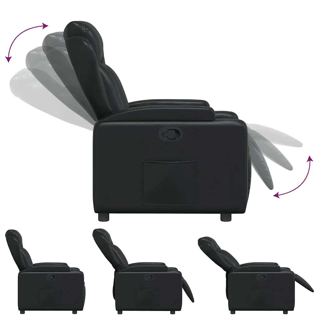 Poltrona | Sedia Relax reclinabile nera in similpelle