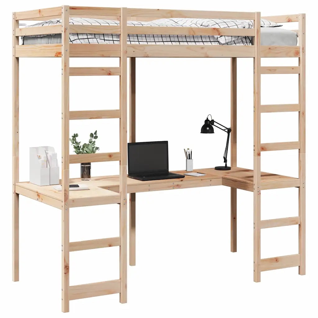 Struttura per letto soppalco Naturale 75 x 190 cm Pino massello 3414556