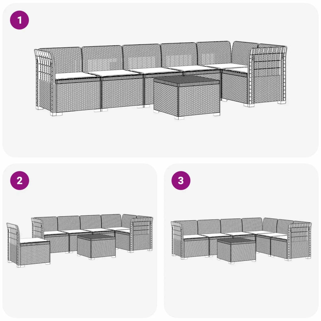 Divano da Giardino 6 Posti con Cuscini Aspetto Rattan PP 3444121
