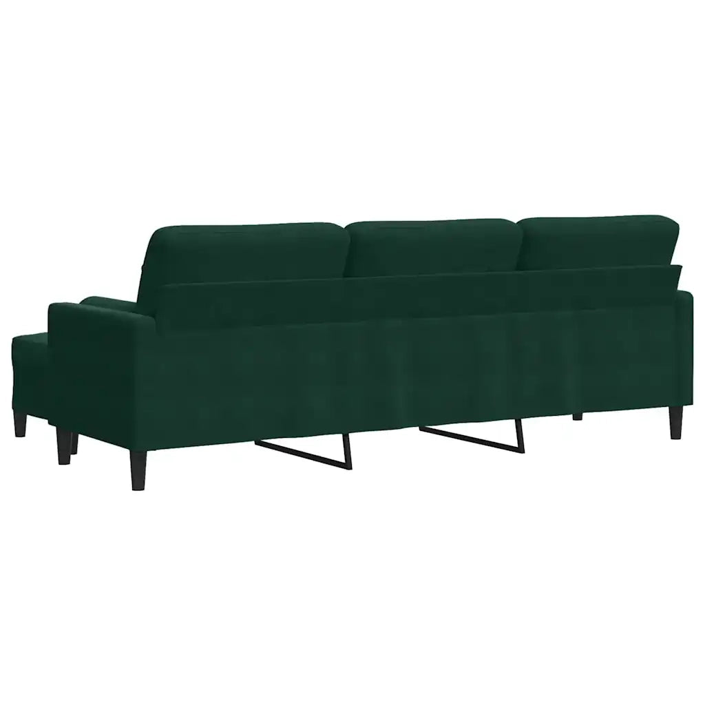 Divano a 3 Posti con Poggiapiedi Verde scuro 210cm in Velluto 3278279