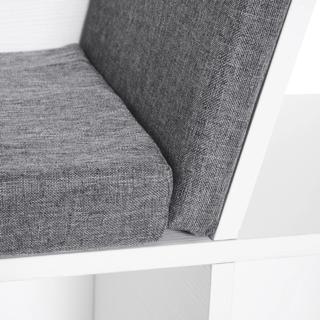 Libreria 6 Scomparti con Cuscini ¨C Xylo ¨C Legno Bianco 102x30x61 cm