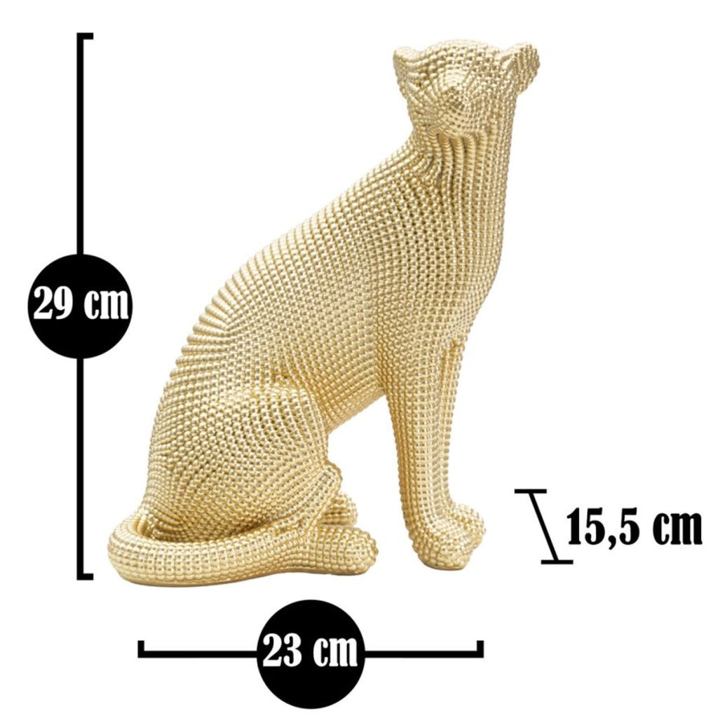 Scultura Pantera, Oro, Poliresina, 23x15,5x29 cm