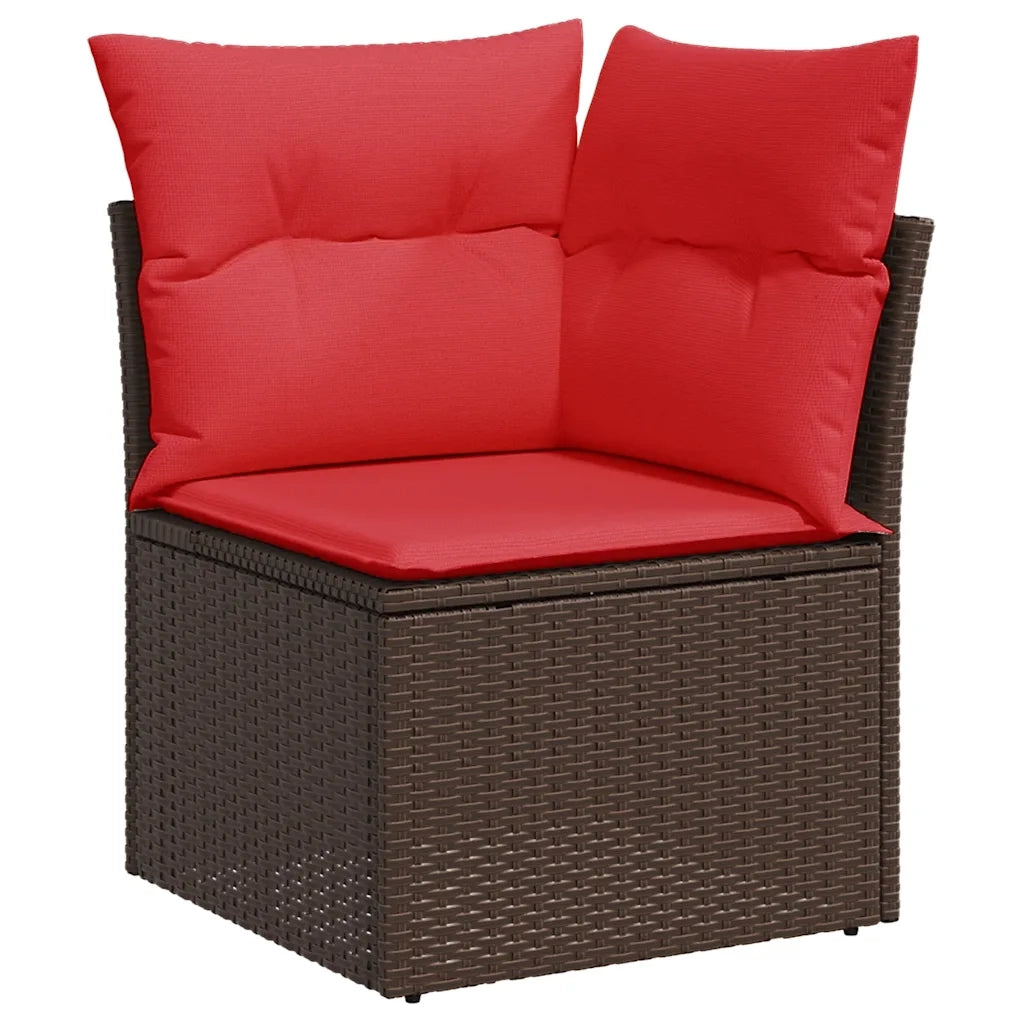 Set Divani da Giardino 9pz con Cuscini Marrone in Polyrattan 3325650