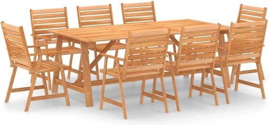 Set da giardino 9 pezzi in legno di acacia massello