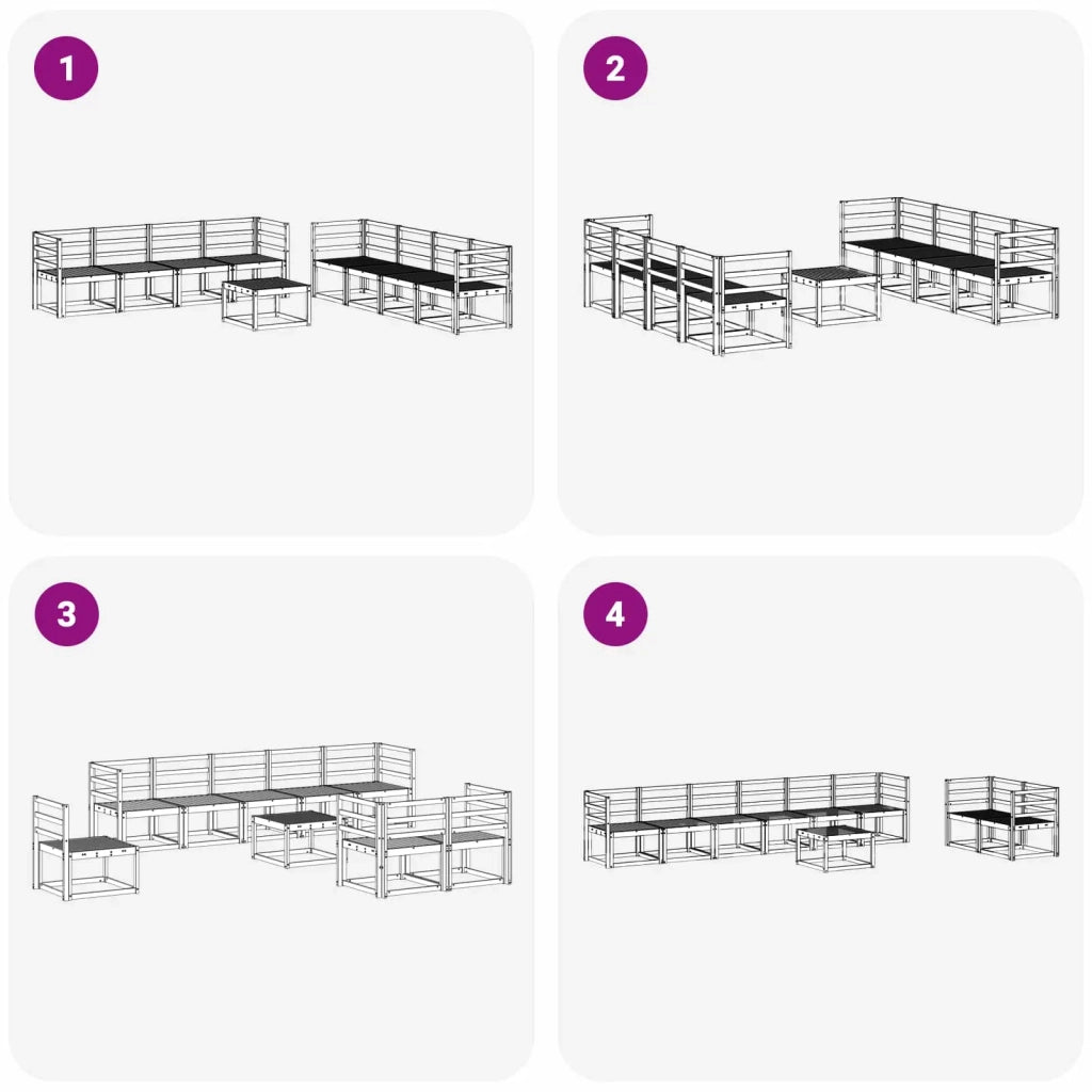 Set di divani da esterno 9 pcs Naturale