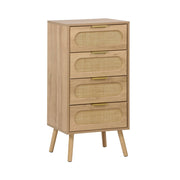 Cassettiera decorata legno con 4 cassetti, marrone naturale