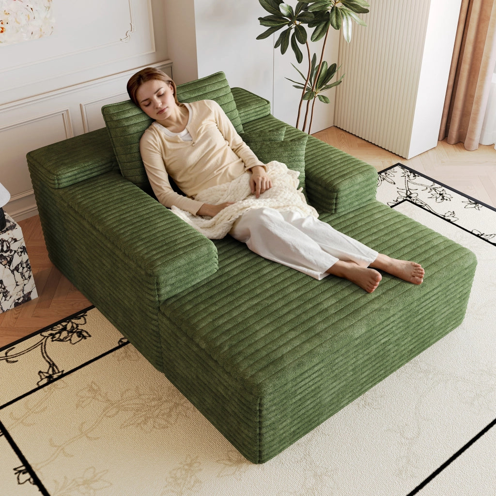 DIVANO Chaise longue 115 x 159 cm in tessuto verde