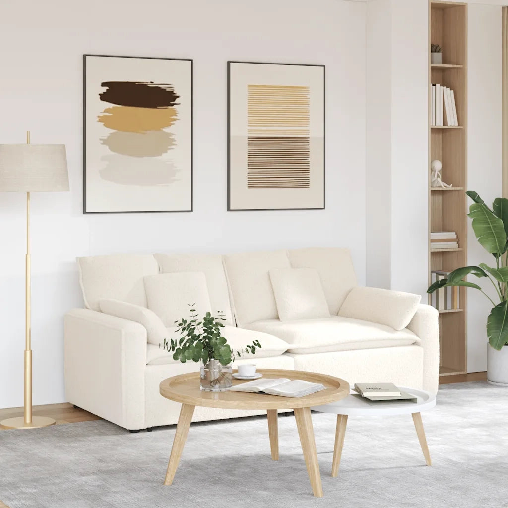Divano Modulare con Cuscini Crema 3321145