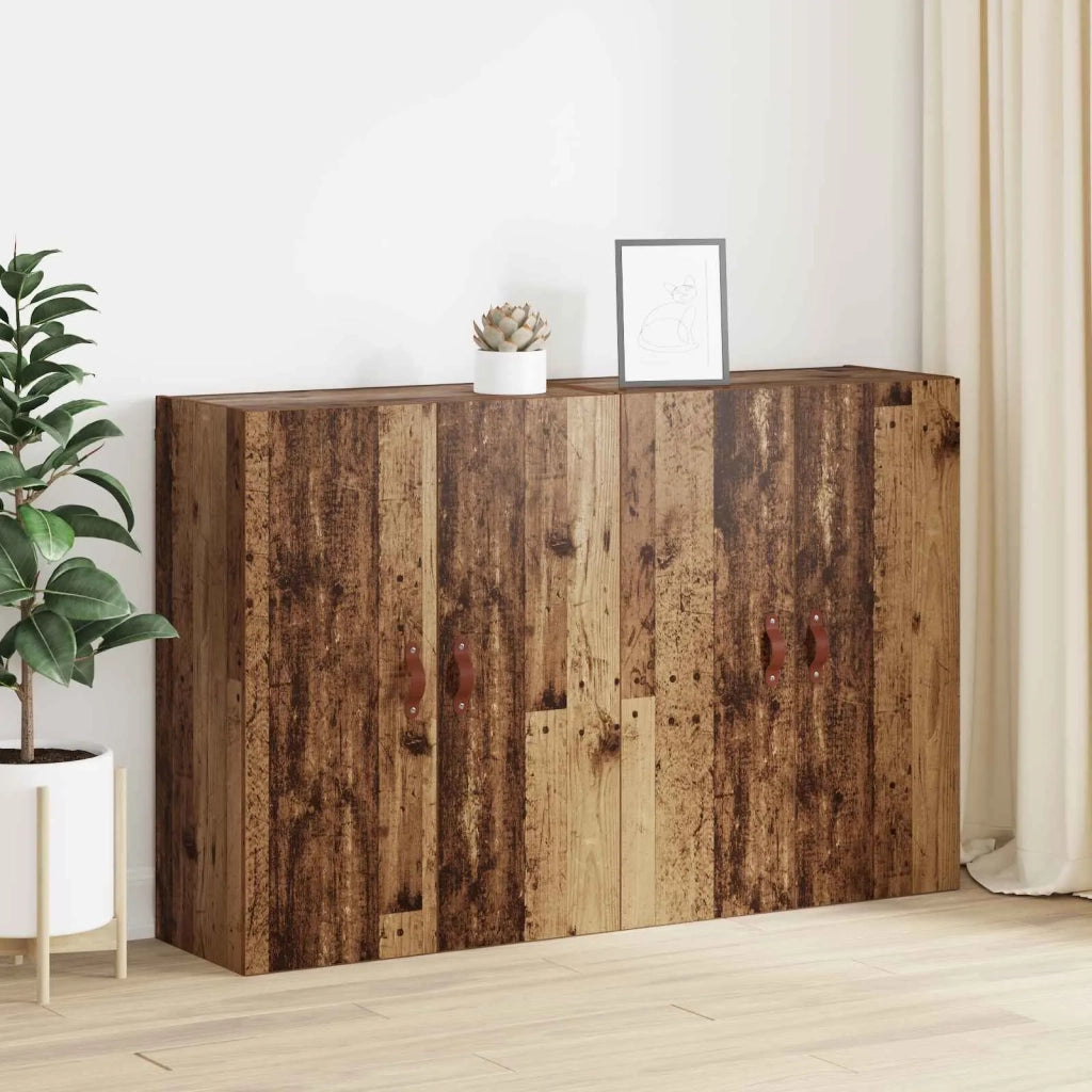 Mobiletto a muro 2 pcs Legno vecchio 69,5 x 34 x 90 cm 3394572