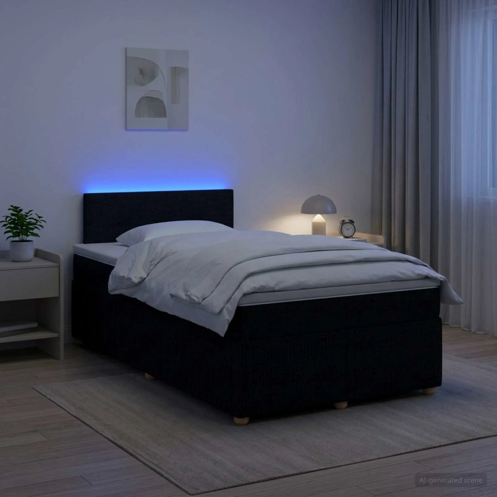 Letto box spring con materasso Nero 120 x 190 cm Tessuto 3452885