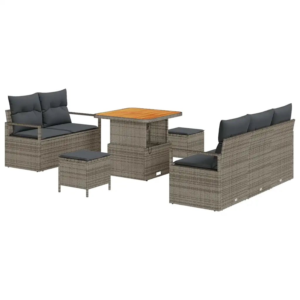 Set Divano da Giardino con cuscino 8 pcs Grigio polyrattan 3362468