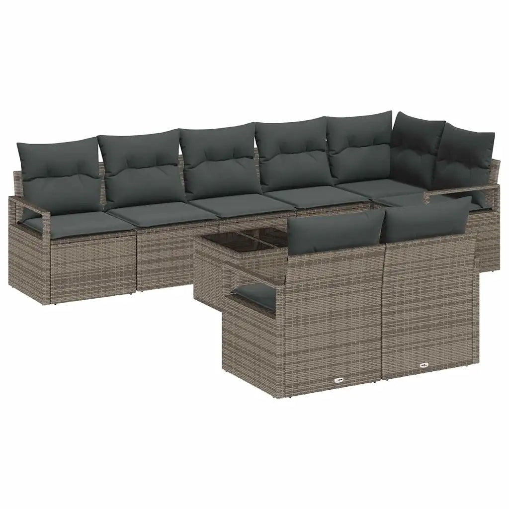 Set di divani 9 pcs Grigio polyrattan