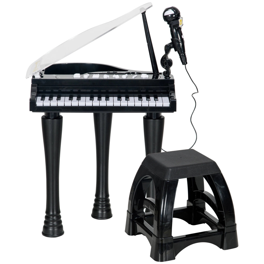 Piano per Bambini 32 Tasti con Microfono e Luci ¨C Minimal ¨C 37x30,5x60,4 cm Nero
