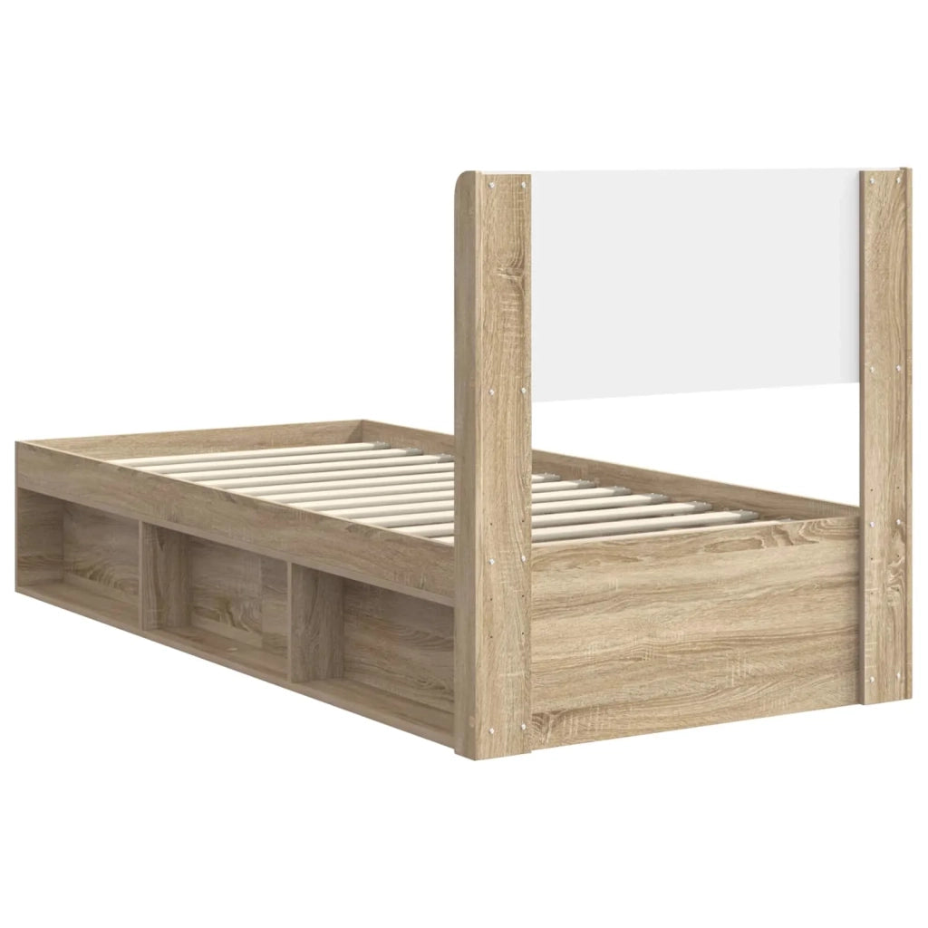 Struttura del letto con stoccaggio e testata-Giroletto con contenitore Rovere Sonoma 938437