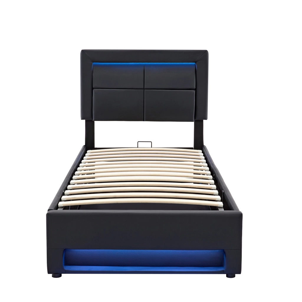 letto imbottito pu nero 90 x 200 cm
