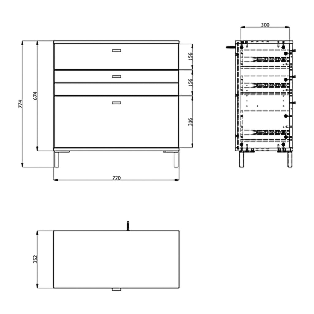 Madia Diani, Credenza un Ripiano, 77x35x78h cm Marrone Rovere Nodi