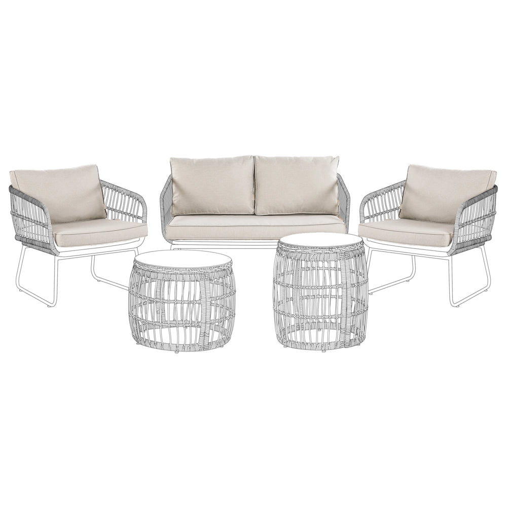 Set di copricuscini da esterno per sedile e schienale Beige resistente stile minimalista