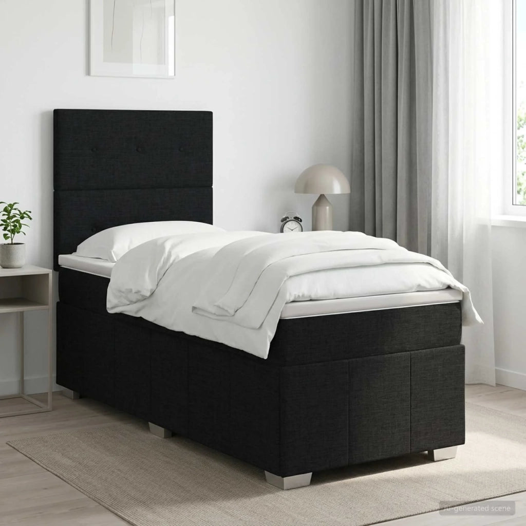 Letto box spring con materasso Nero 90 x 200 cm Tessuto 3454052