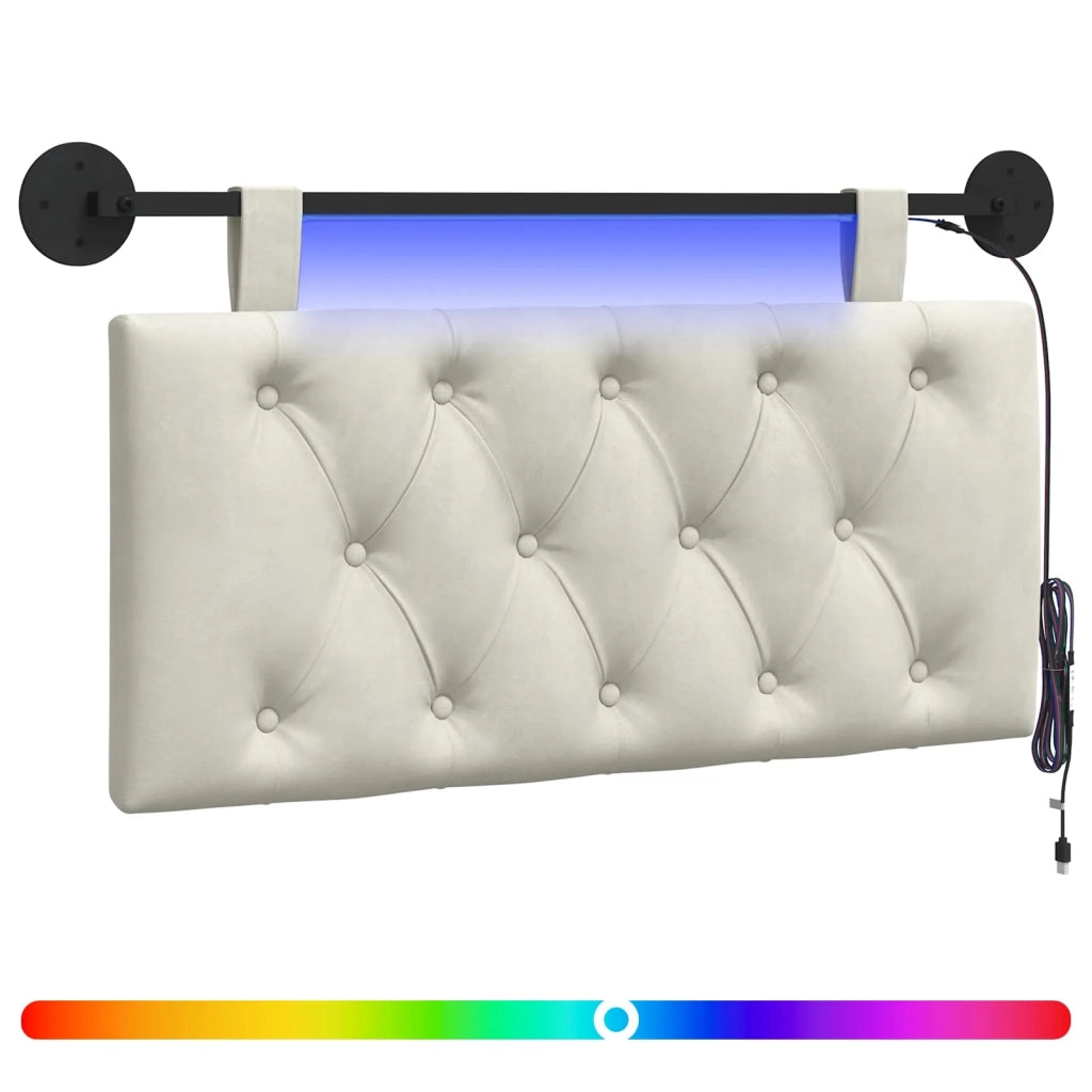 Testiera | Testata sospesa Con luce LED Crema Velluto
