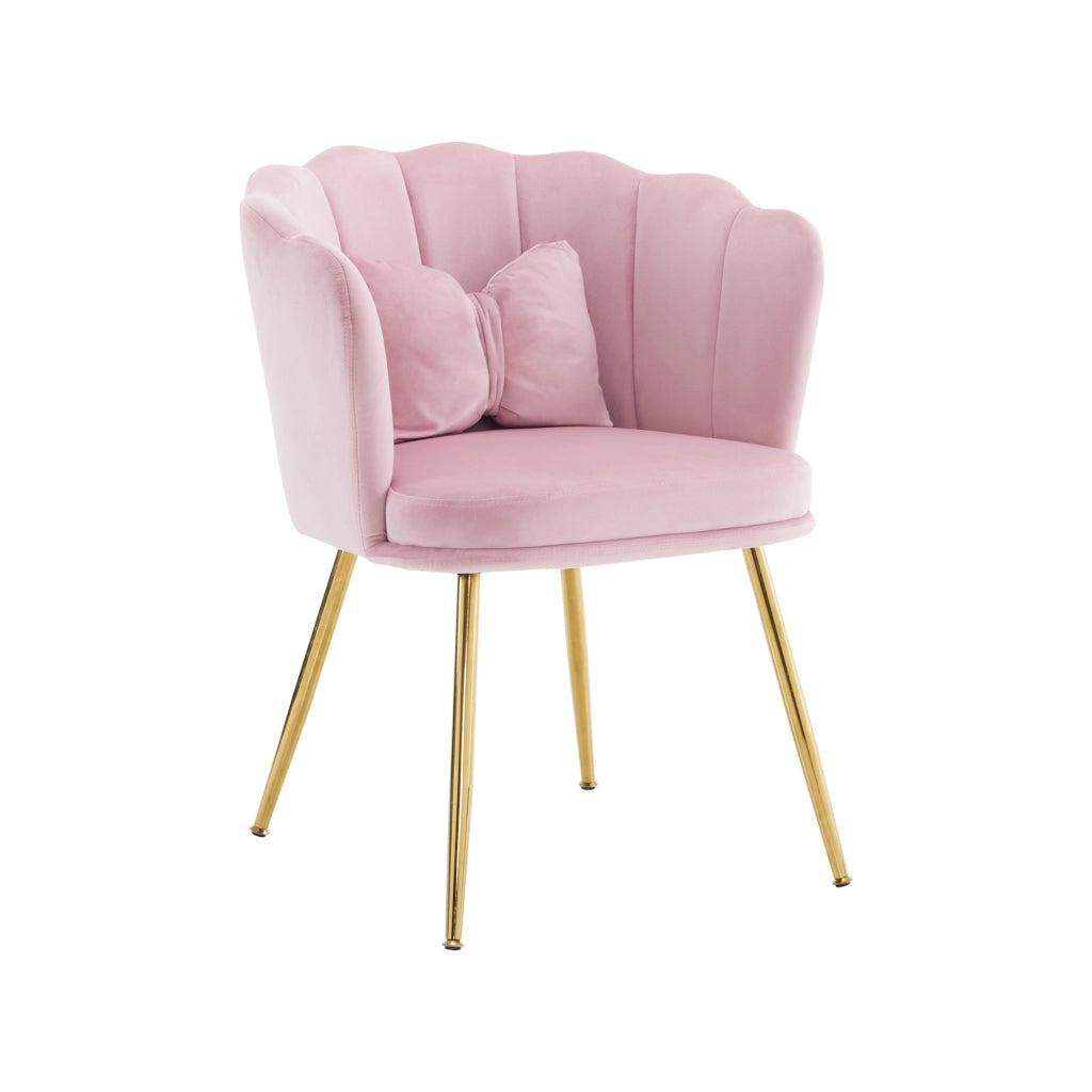 Set di 6 sedie moderne - Zephmum- Velluto, schienali a petalo, gambe dorate, cuscino farfalla