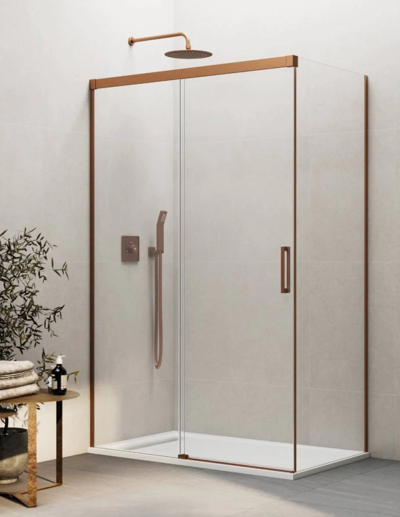 Box doccia THALASSA (BASIC) 1+1 con lato fisso laterale 110x80 cm Rame vetro trasparente