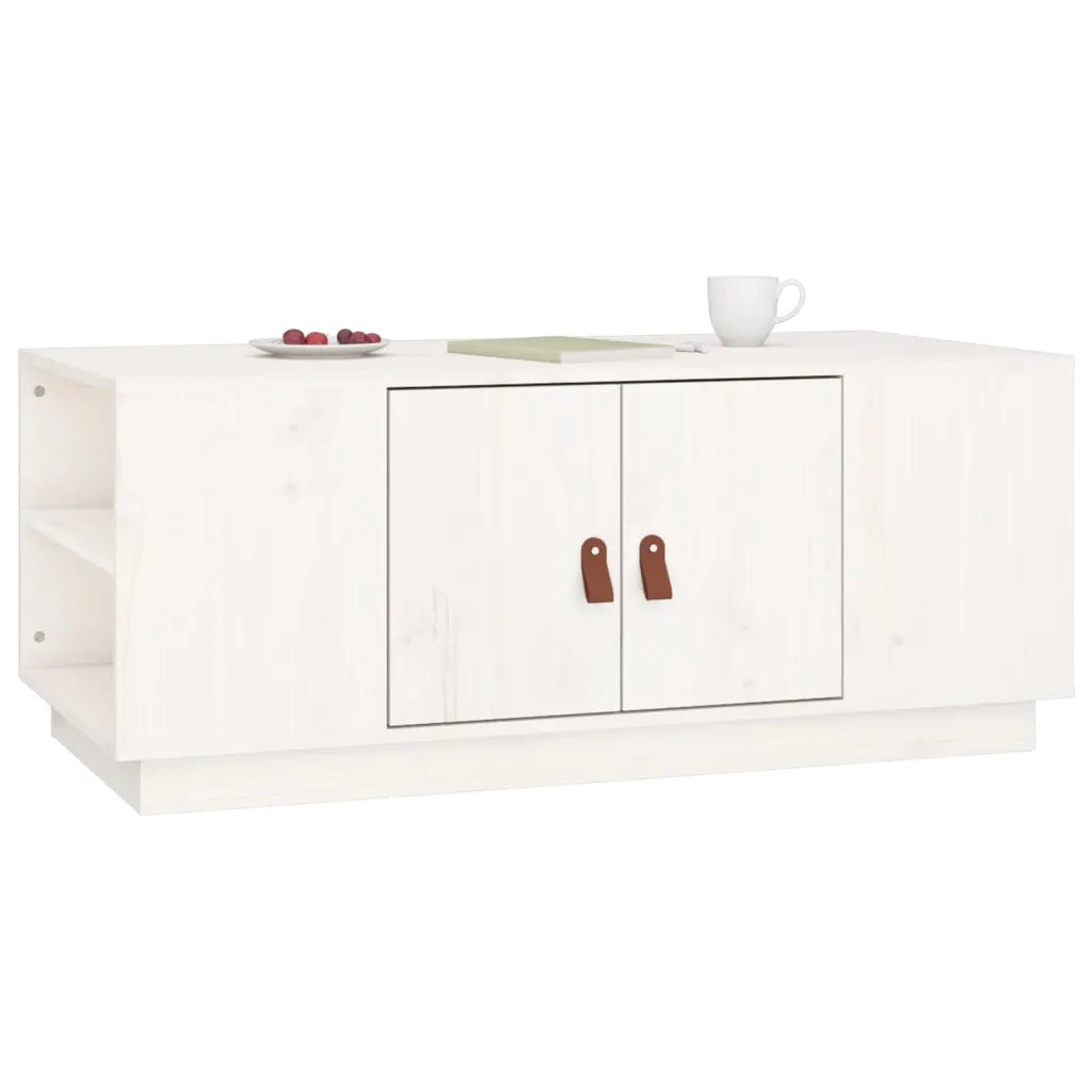 Tavolino da Salotto Bianco 100x50x41 cm Legno Massello di Pino 818256