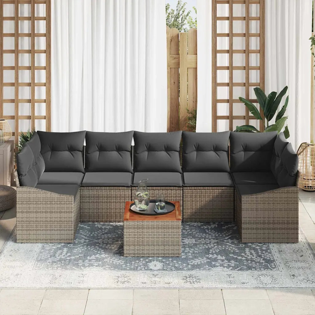 Set Divano da Giardino 8 pcs Grigio polyrattan