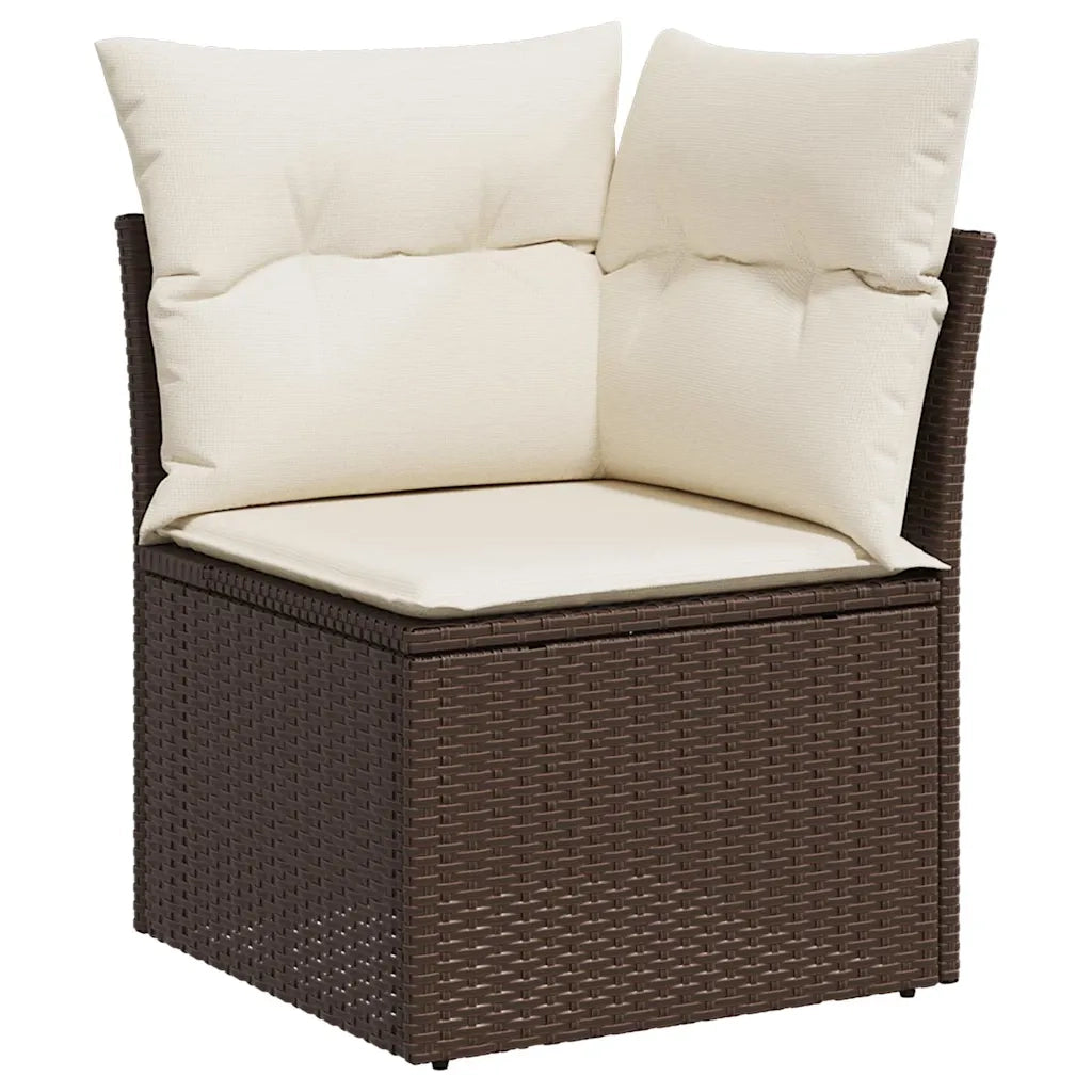 Set Divani da Giardino 9pz con Cuscini Marrone in Polyrattan 3326184