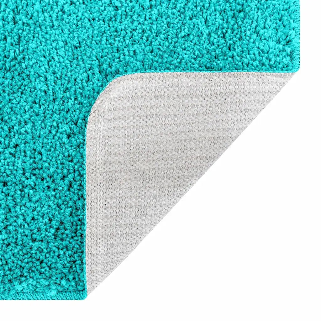 Tappeto Antiscivolo per Bagno con Taglio per Toilette Turchese 4019820