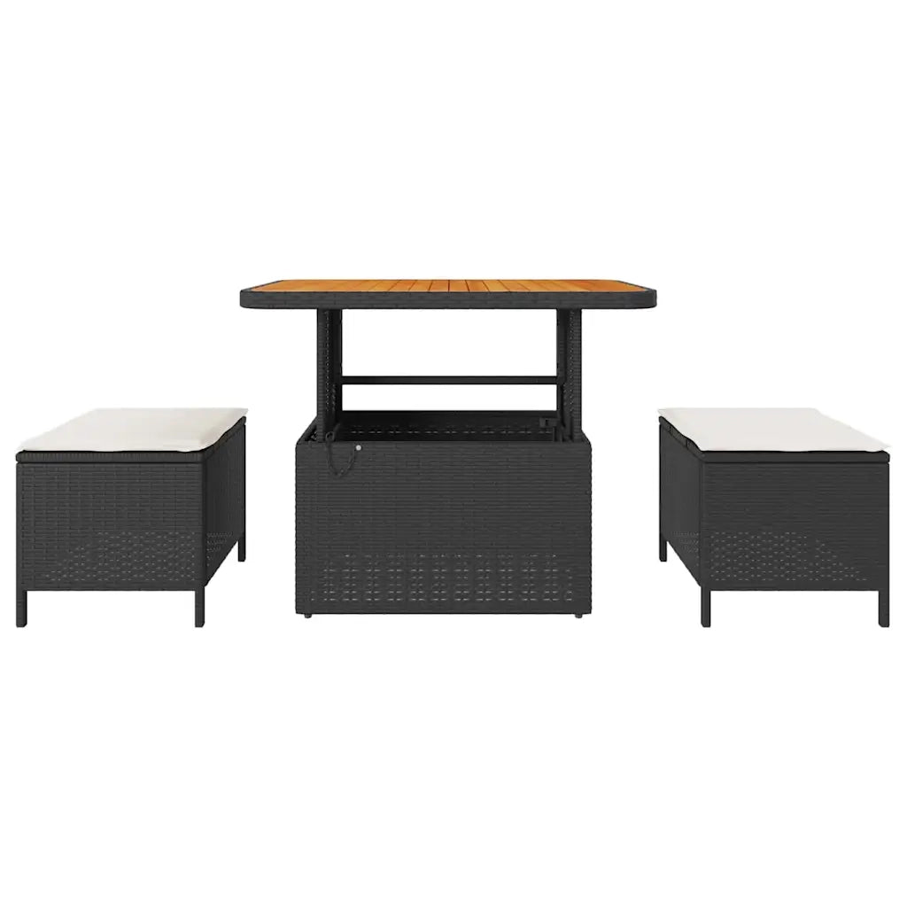 Set da Pranzo per Giardino | Set Salotto da Giardino Nero polyrattan