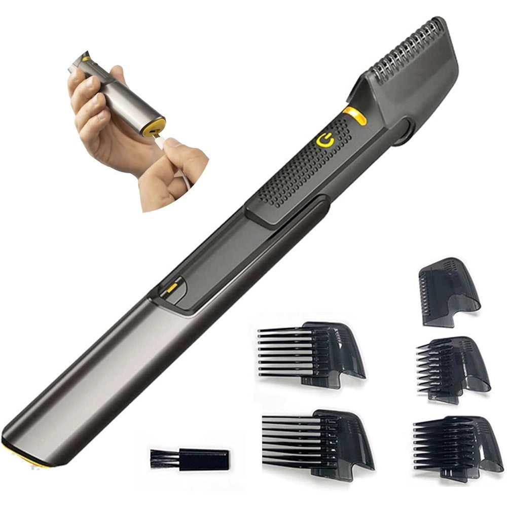 Trade Shop - Rasoio Professionale Elettrico Trim-max Senza Fili Luce Led Kit 5 Testine Barba Capelli -