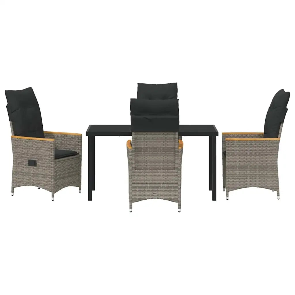 Set da Pranzo per Giardino con cuscino 5 pcs Grigio polyrattan 3379620