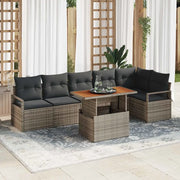 Set Divano da Giardino 7 pcs Grigio Poly Rattan