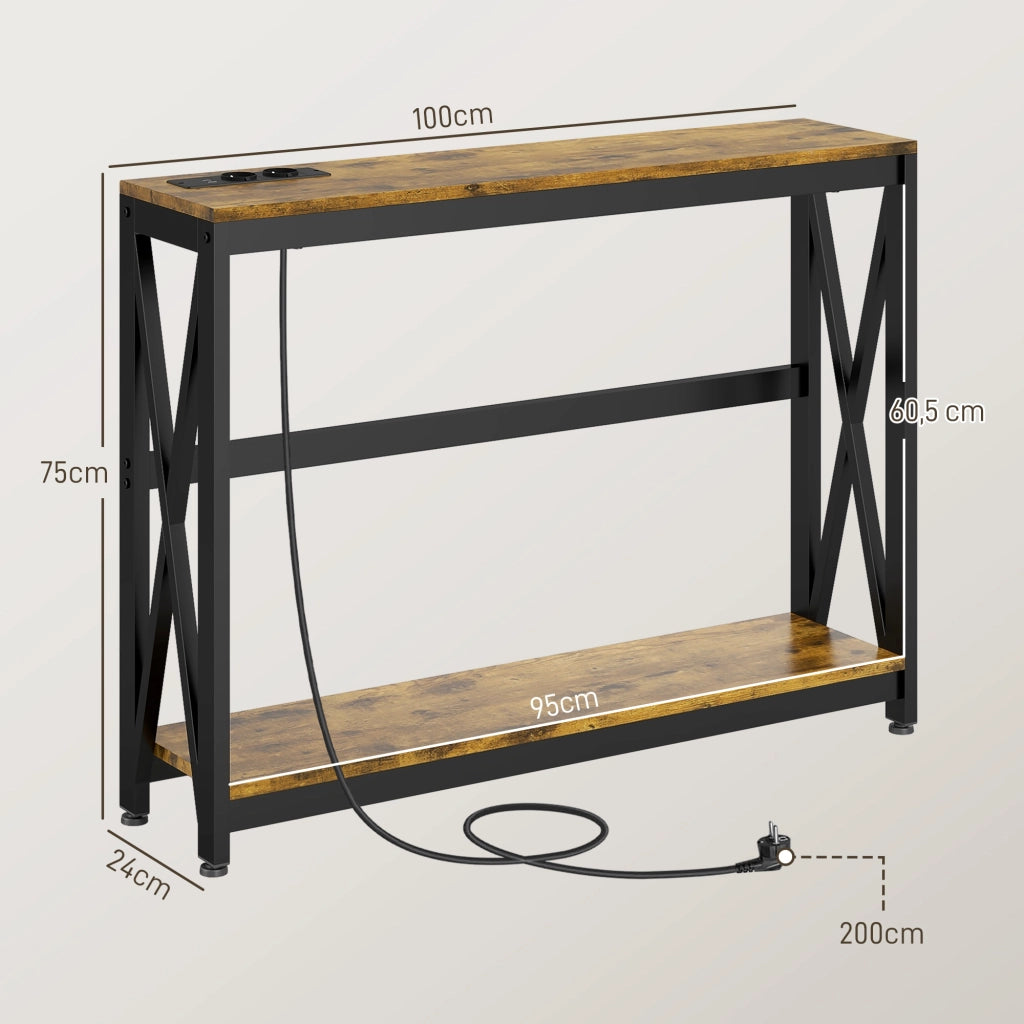 Tavolino console a 2 livelli ¨C Minimal ¨C 100x24x75 cm marrone