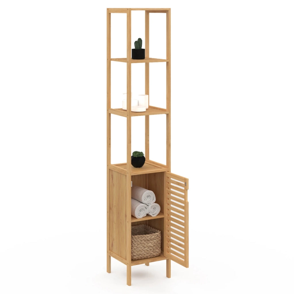 IDMarket - Mueble de baño de 1 puerta de bambú BEA