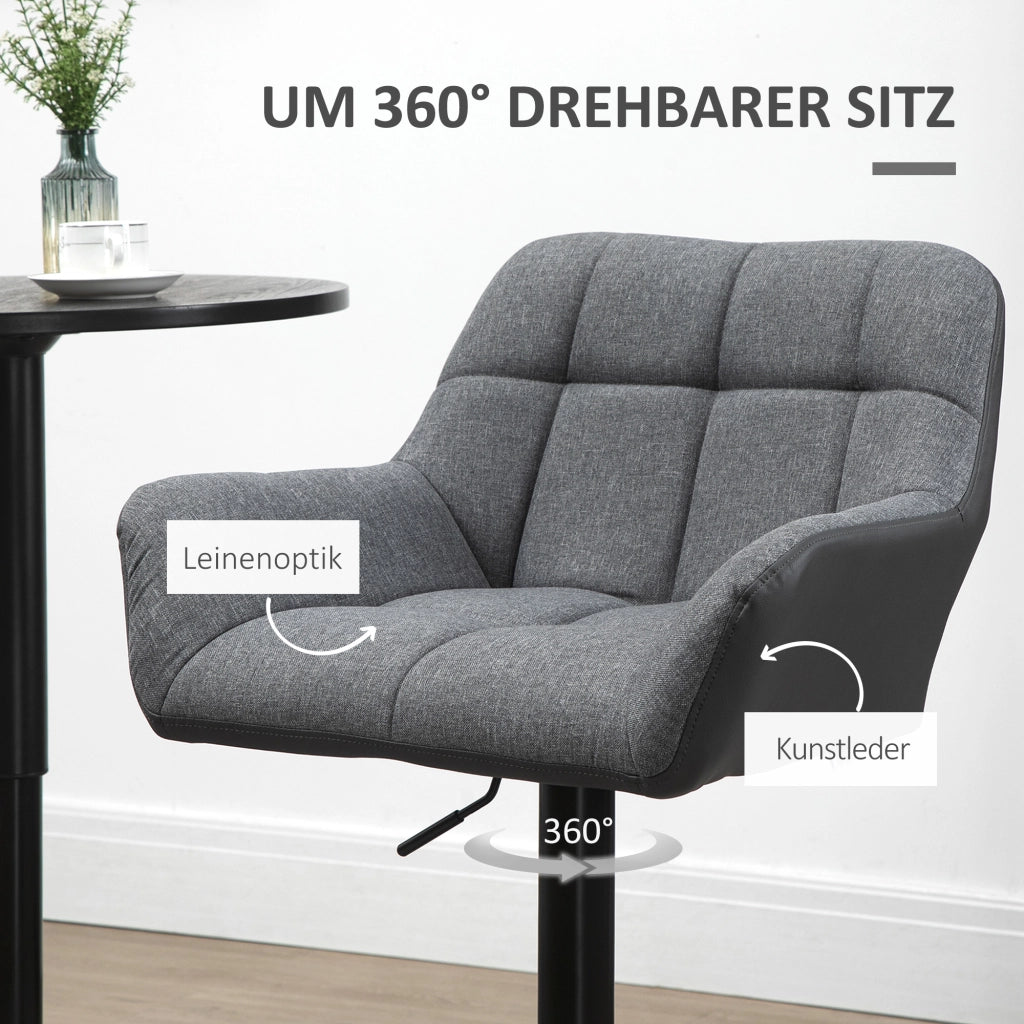 Sgabelli da Bar Set 2 Pezzi Retr¨° Altezza Regolabile Similpelle Grigio e Nero ¨C zephmum
