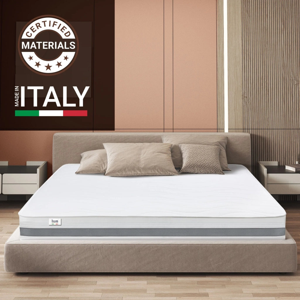 Materasso a Una Piazza e Mezza 130x190 cm in Memory Antibatterico | Altezza 25 cm | Rivestimento 3D Air in Fibra Ipoallergenica | Materasso Ortopedico a 7 Zone Differenziate Termosensibili