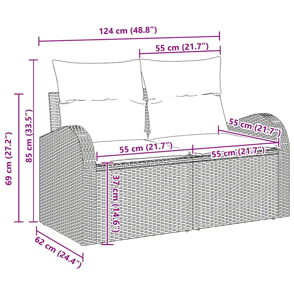 Set Divano da Giardino Beige polyrattan 3346020