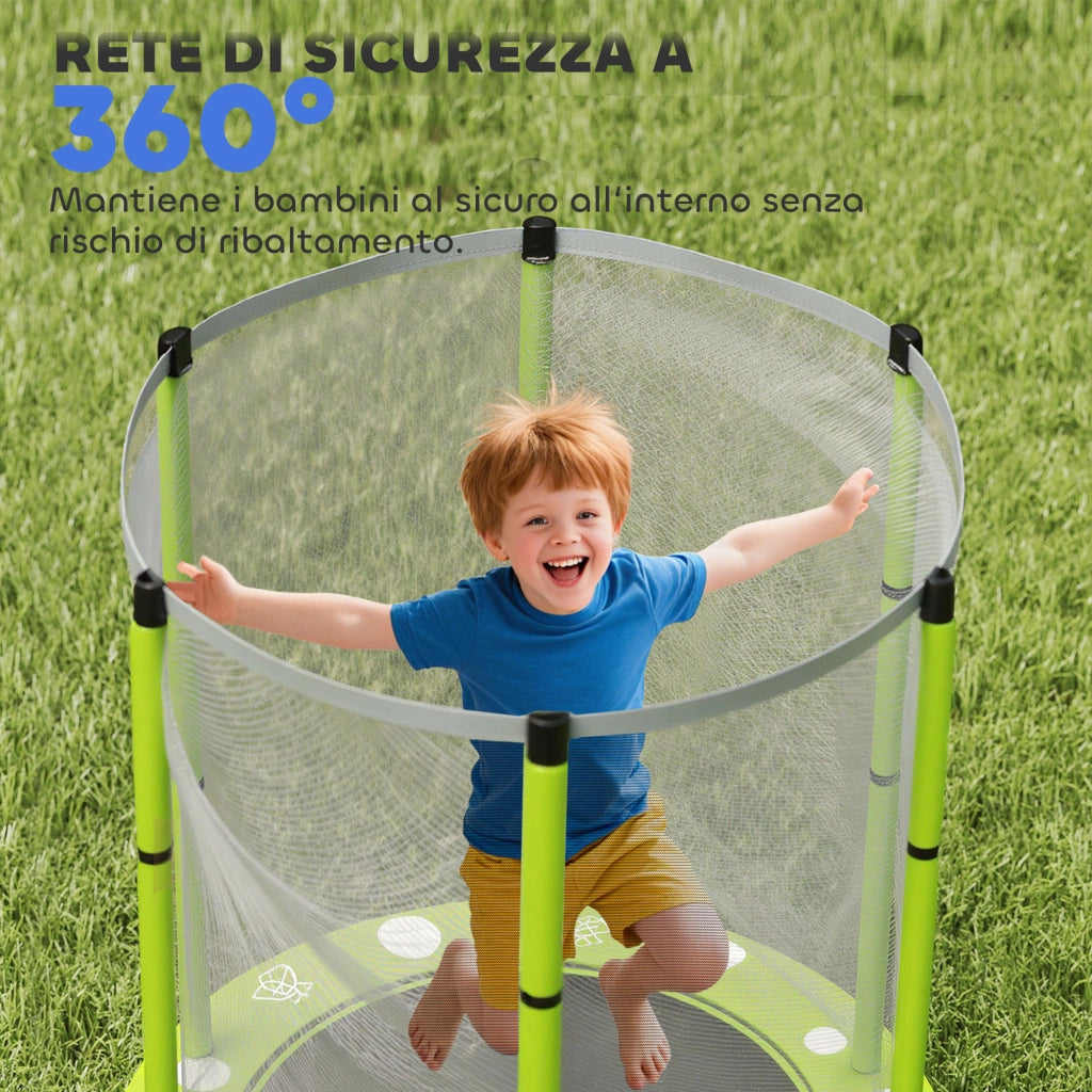 Trampolino per Bambini ¨C zephmum ¨C Verde, ?140 cm, con Rete di Sicurezza