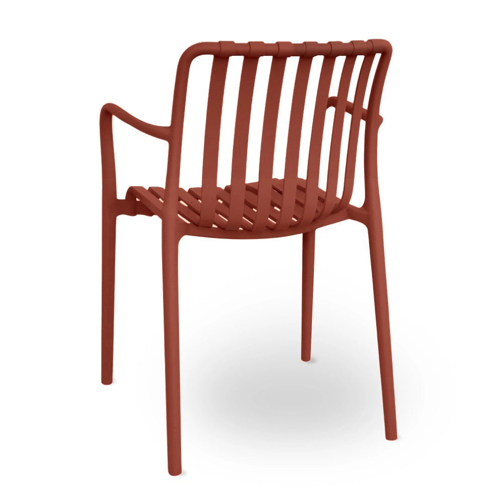 Sedia Iside da esterno in plastica rosso mattone comfort premium con braccioli